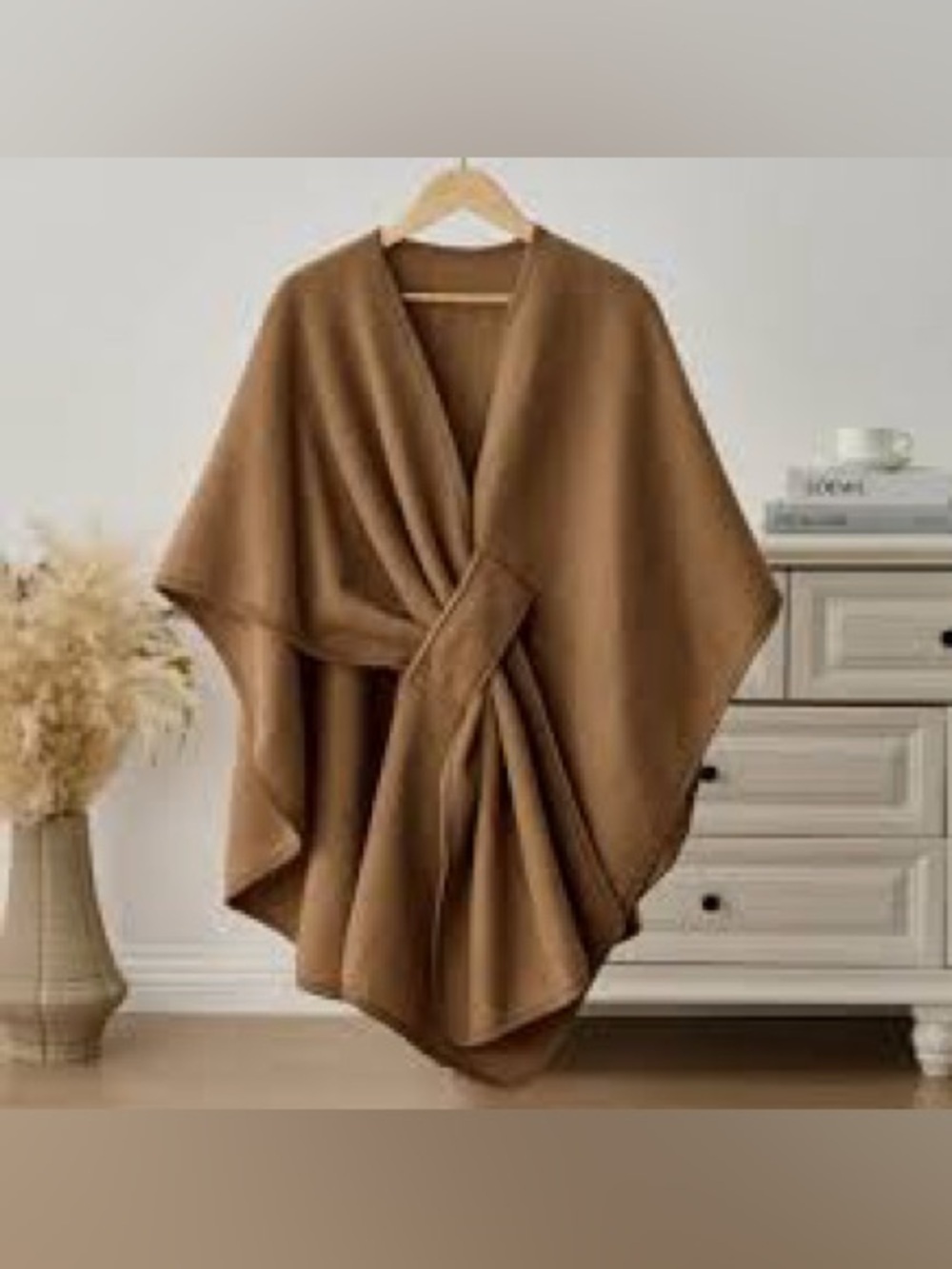 Women's Brown Wrap Cape with Front Tie